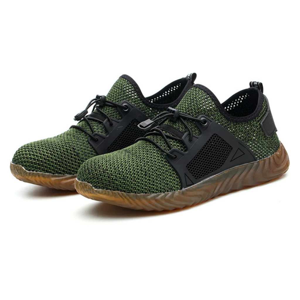 Mens Womens Steel Toe Work Shoes, Knit Breathable Lightweight Safety Shoes