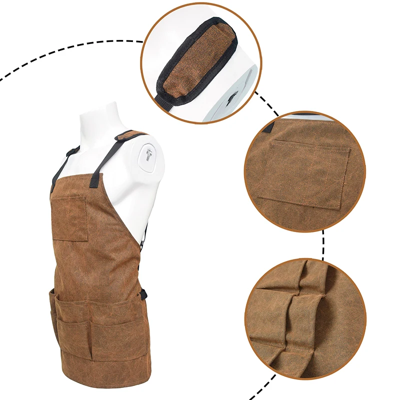 

Tool Apron Canvas With Pockets Adjustable Garden Apron For Women Men Khaki Work Apron With Tool Duty Work Aprons