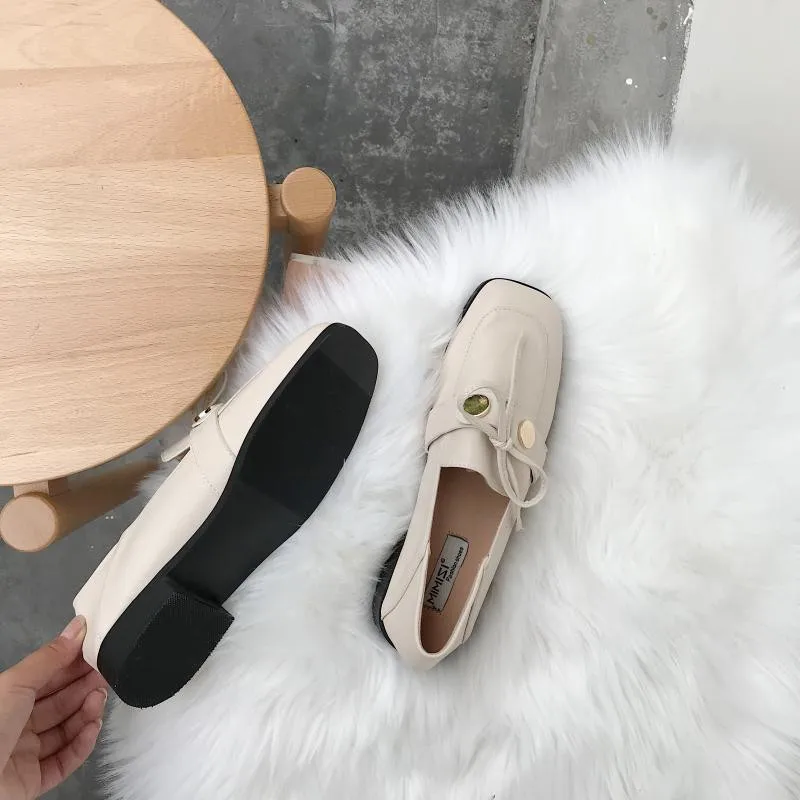 MOLAN Brand Designers Autumn Korean Fashion Sweet Butterfly-knot Genuine Leather Flats Shoes Women Slip On Loafers Casual