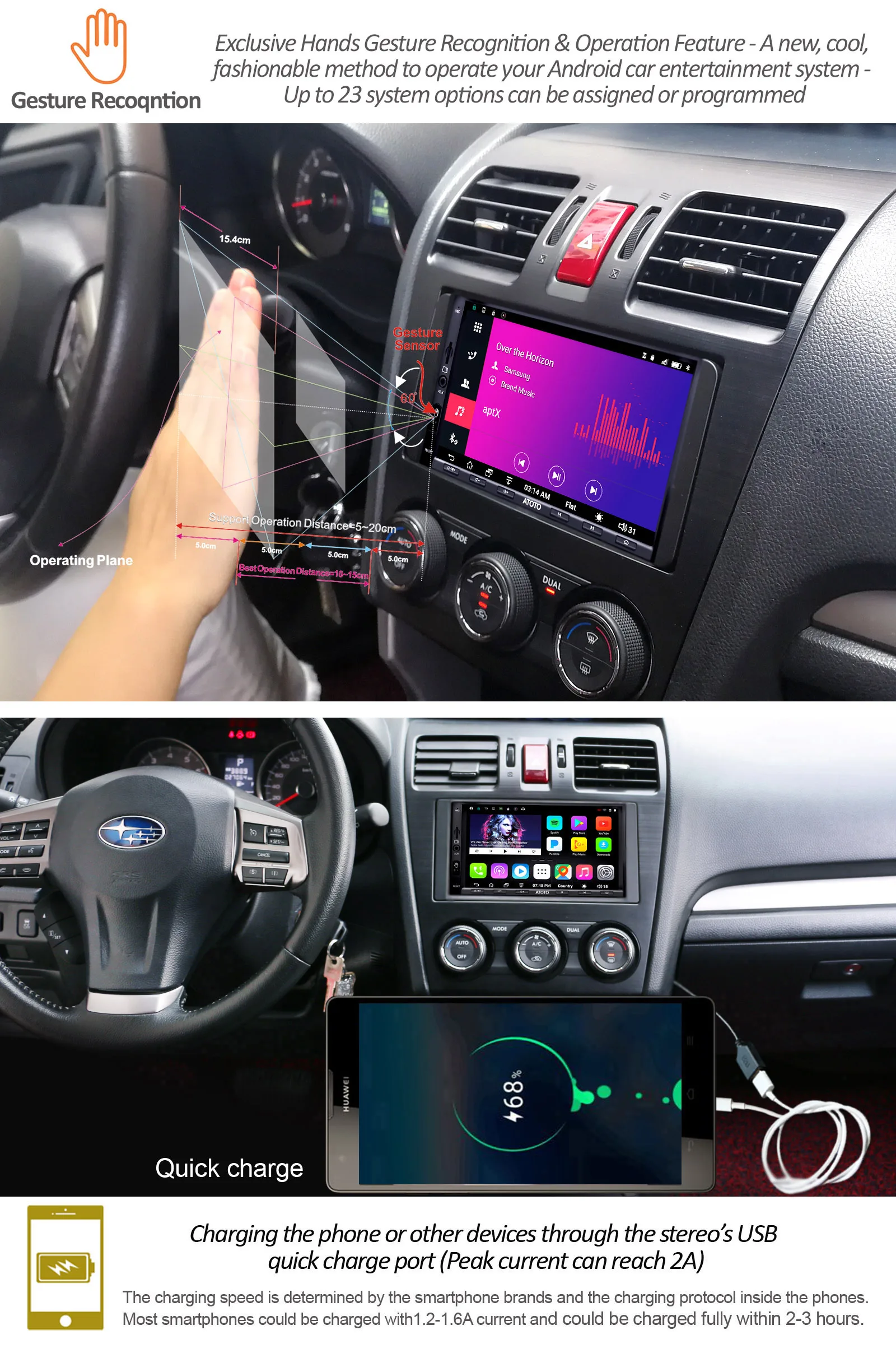 Мультимедийный плеер ATOTO A6 стерео проигрыватель под управлением Android с GPS Bluetooth Wi Fi