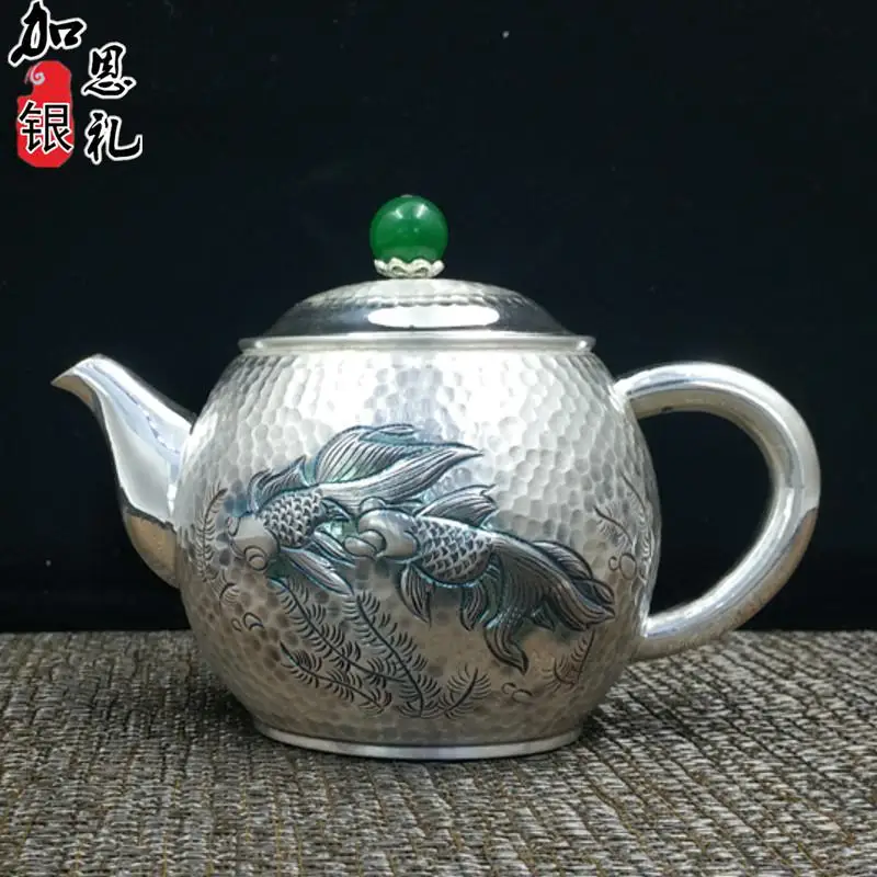 Чайник, ручка чайник, серебряный чайник, горячая вода чайник, 280 мл воды, чайный набор кунг-фу - Цвет: Silver Teapot 310g