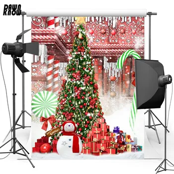 

DAWNKNOW Christmas Tree Vinyl Photography Background For Newborn Snowman Photo Shoot Backdrop For Christmas Photo Studio L899