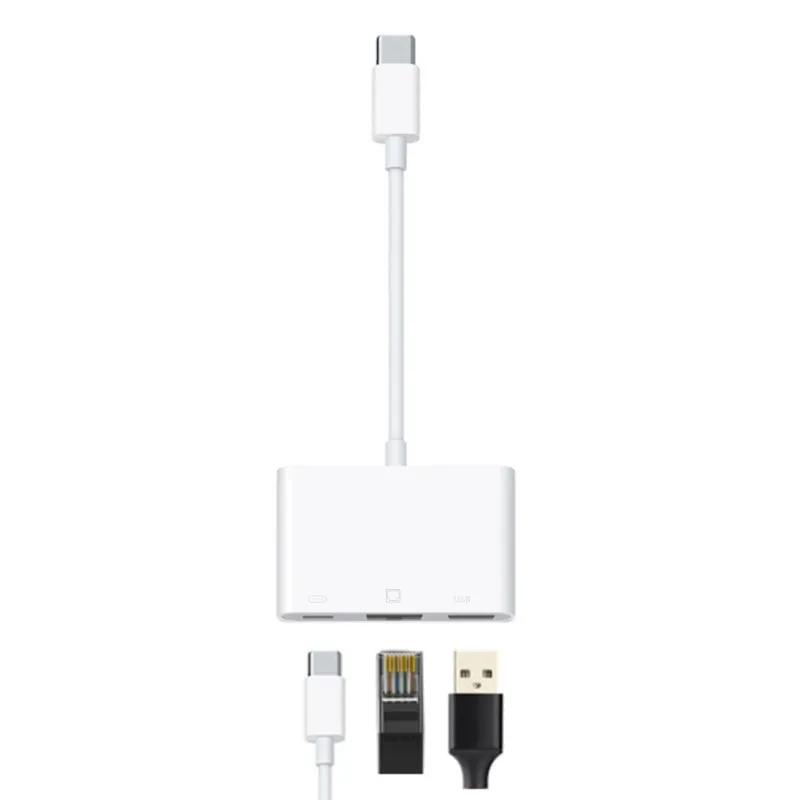 OTG Тип C до USB RJ45 Тип C концентратор 10/100 Мбит/с адаптер высокое Скорость быстрой зарядки передачи и синхронизации данных USB разветвитель USB сети - Цвет: as picture