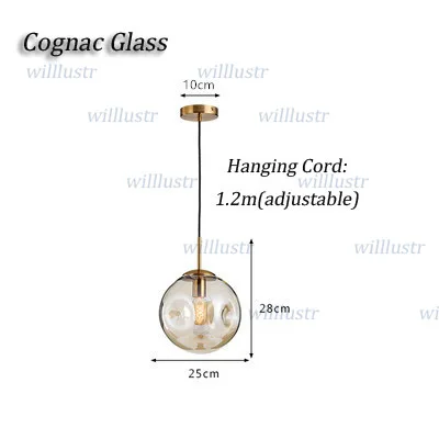 Cognac Glass Современный стеклянный подвесной светильник, отель, Ресторан, Бар, кафе, пекарня, магазин, спальня, дымок, коньяк, рот, выдувное вогнутое стекло, Подвесная лампа - Цвет корпуса: Cognac Glass