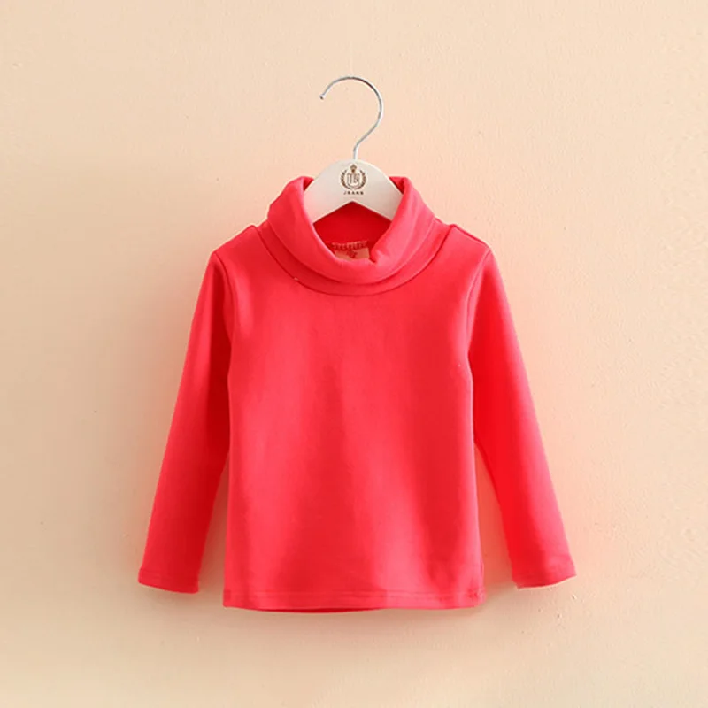 Red Girls Boys T-Shirt Winter Bottoming Cotton T-shirt Children Clothes Candy Color Boys Autumn Turtleneck Shirt Baby Girl Clothes - Цвет: Red
