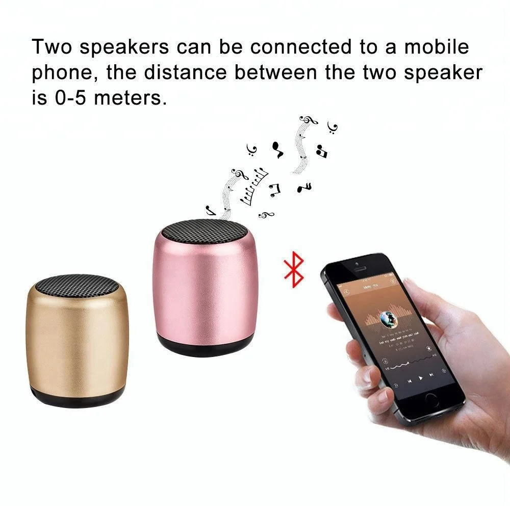 Металлическая Беспроводная Bluetooth Колонка TWS миниатюрный портативный микрофон