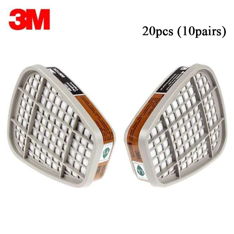 3M 6001CN фильтр картридж респиратор органический газ Защитный спрей краска стирол пар для серии 6000/7000 противогаз - Цвет: 10 pair 20pcs