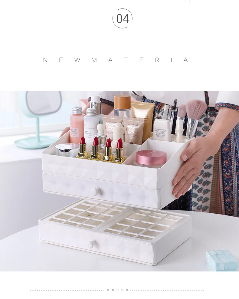 Baffect Makeup Storage Box Organizer Container Drawers Jewelry Holder Organizer Plastic Cosmetic Box Bathroom Storage