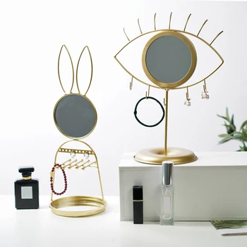 

Nordic Makeup Mirror with Jewelry Display Stand Desktop Mirror Detachable Bathroom Dressing