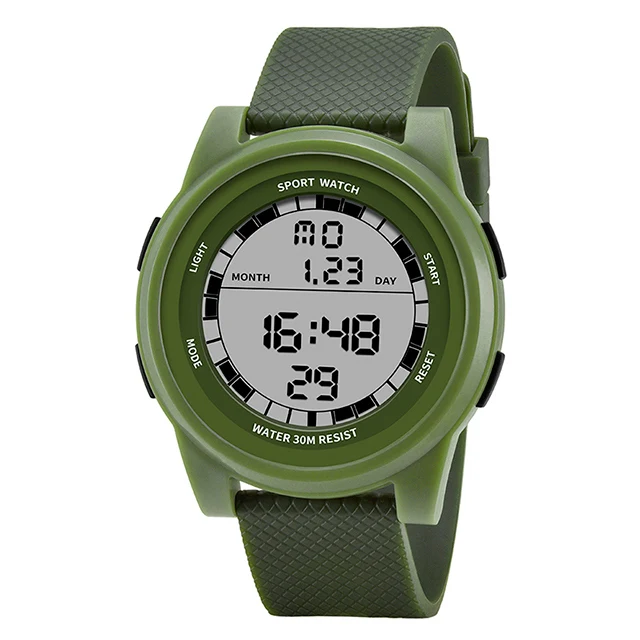 Зеленый Nieuwe SANDA Super Slanke Digitale Horloge Mannen Waterdichte 3ATM mannen Horloges Ultra Dunne Militaire Sport Horloge - Цвет: Зеленый