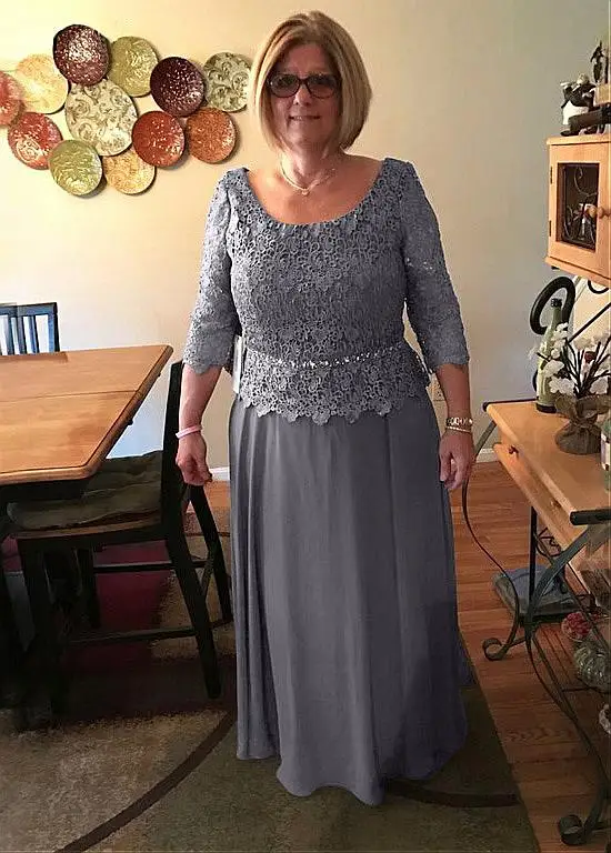 Grijs 2019 Moeder Van De Bruid Jurken A-lijn 3/4 Mouwen Chiffon Lace Kralen Plus Size Lange Bruidegom Moeder Jurken Voor bruiloften Grijs 2019 Moeder Van De Bruid Jurken A-lijn 3/4 Mouwen Chiffon Lace Kralen Plus Size Lange Bruidegom Moeder Jurken Voor bruiloften