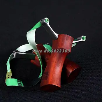 

Titanium Alloy Slingshot With Stainless Steel Head Catapult And Wood Handle Shooting Flat Rubber Band Outdoor Strong Slingshot