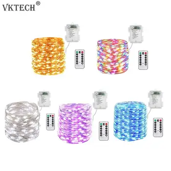 

10/20m LED Copper Wire Lamp String Fairy Light Outdoor Waterproof Battery Box with Remote Control Wedding Garden Christmas Decor