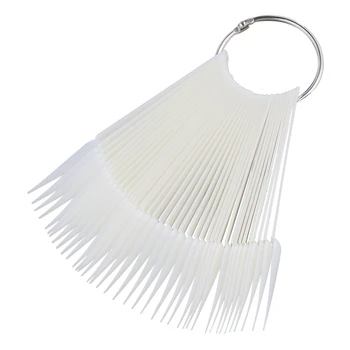 

40Pcs Sharp Fan Shaped Nail Art False Tips Polish Gel Color Practice Display Showing Card Sticks Manicure Tool