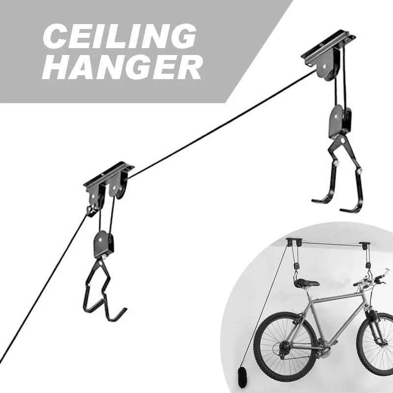 Bicycle Lift Ceiling Mounted Hoist Storage Garage Bike Hanger