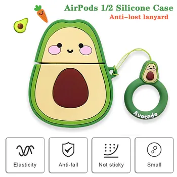 

Cute TPU Case Design Anti-Lost Music Avocado Shockproof Dust-Proof Wireless Headset Earphone Protective Case for Air 1/2 carrot