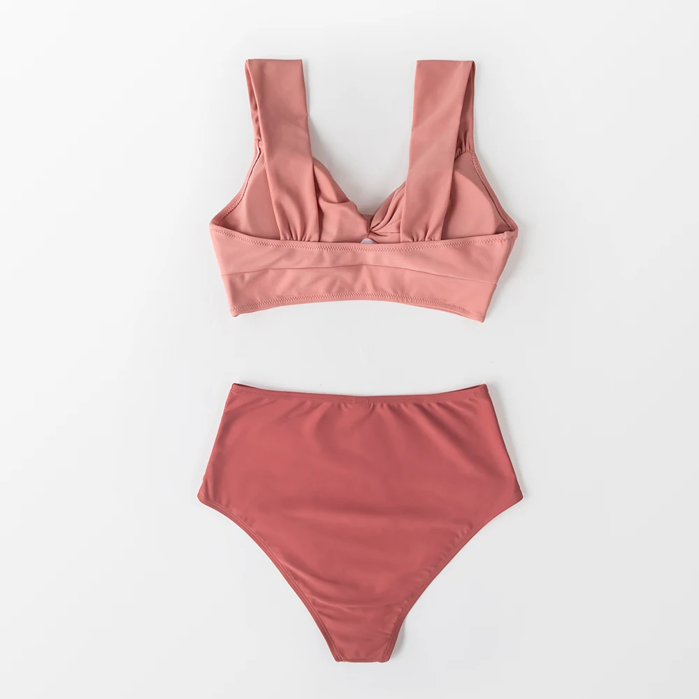 SEASELFIE Tank Top High Waisted Bikini Sets Women Sexy Pink and Red Two Pieces Swimsuits 2020 Girls Swimming Suits Biquini