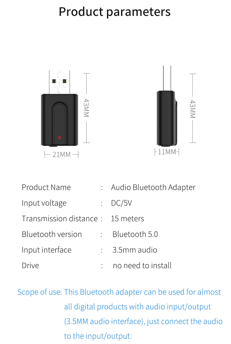 Bluetooth 5,0 аудио приемник передатчик стерео музыка 3,5 мм AUX Jack RCA USB беспроводной мини-адаптер 2 в 1