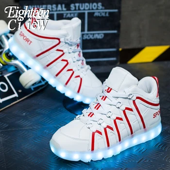 

Size 35-44 Luminous Sneakers USB Charging Adult Unisex Womens&Mens Sneakers with Glowing Soles Kids Light Up Shoes Led Slippers