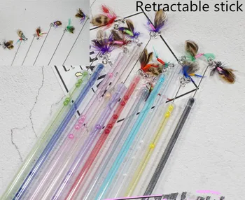 

usd1.65/pc pet cat kitten playing toys cat teaser sticks fishing pole retractable sticks with bugs worm insect 20pcs/lot