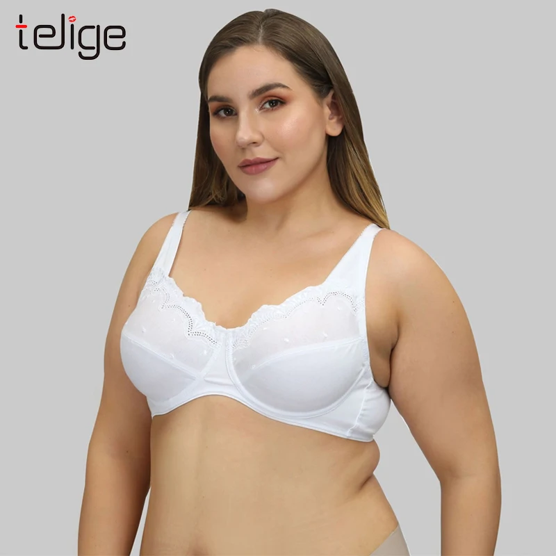 White Bra Bh Soft Full Cup Cotton Bras For Big Size Women Cotton