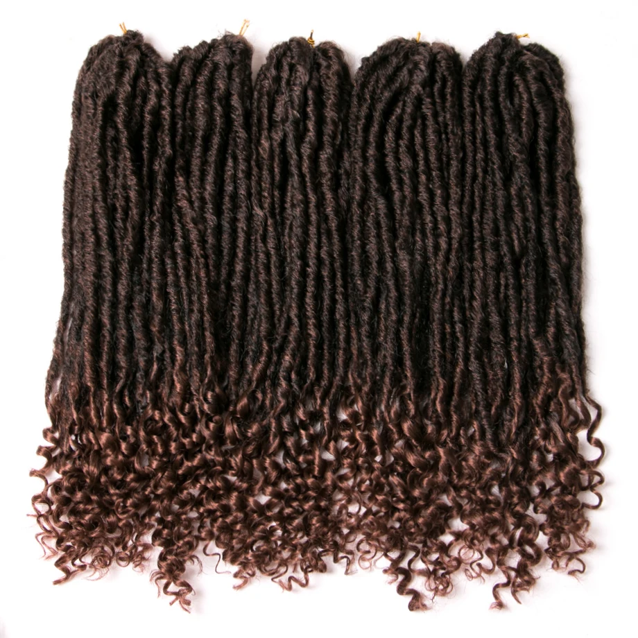 Focs Locs Curly Synthetic Hair Crochet Faux Braids Hair Extensions 18 Inch 20 Strands/pcs Dreads Hairstyle Ombre Crochet Braids
