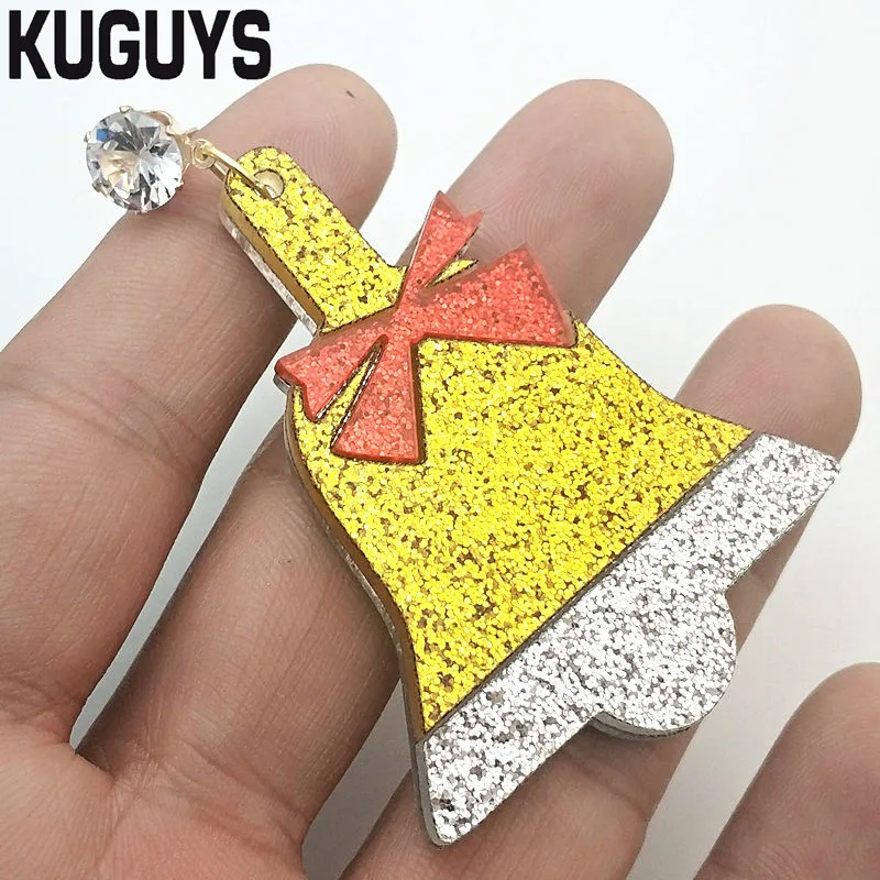 KUGUYS, 8 стилей, Рождественская елка, серьги Снеговики для женщин, акриловые блестящие цветные серьги, подарок Санта Клауса, сережка Модная бижутерия