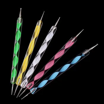 

50sets 2016 New 5 PCS 2 way Marbleizing Nail Art Dotting Painting Pen Manicure Tools Nail Art Dotting pen Tool Dot Set 5GJA
