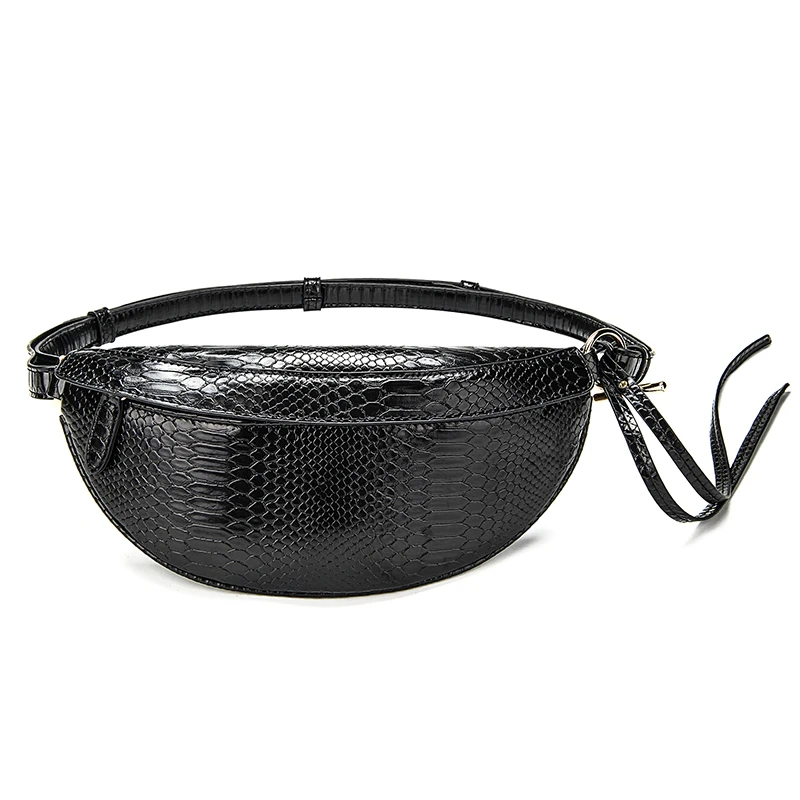 

Fashion Women Waist Pack Snake PU Leather Casual Belt Bags Ladies Women's Chest Packs Waist Bag Pillow Crossbody Belt Wallet