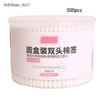 

500Pcs Double Round Tips Natural Cotton Swabs Absorbent Wooden Sticks Applicator for Makeup Nose Ears Cleaning Tools