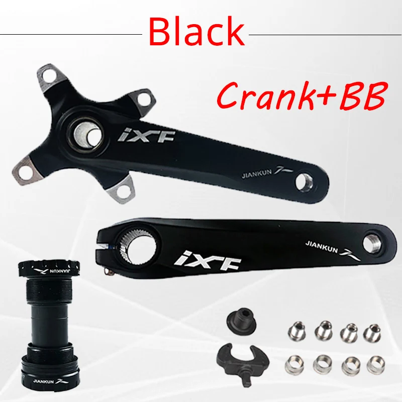 black crank-BB JIANKUN 104BCD IXF алюминиевый дорожный горный велосипедный Кривошип 170 мм MTB велосипедный шатун с нижним кронштейном BB Аксессуары для велосипеда - Цвет: black crank-BB