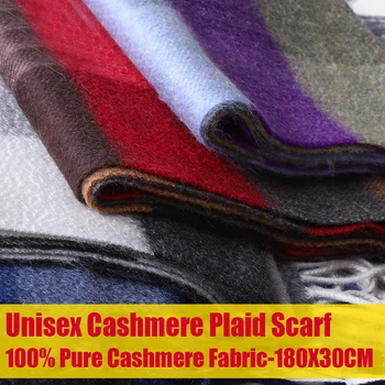 

Cashmere Scarf for Women Men Thicken Plaid 100% Pure Cashmere Scarves Unisex Winter Warm Plaid Long Scarves with Tassel Shawl Wr