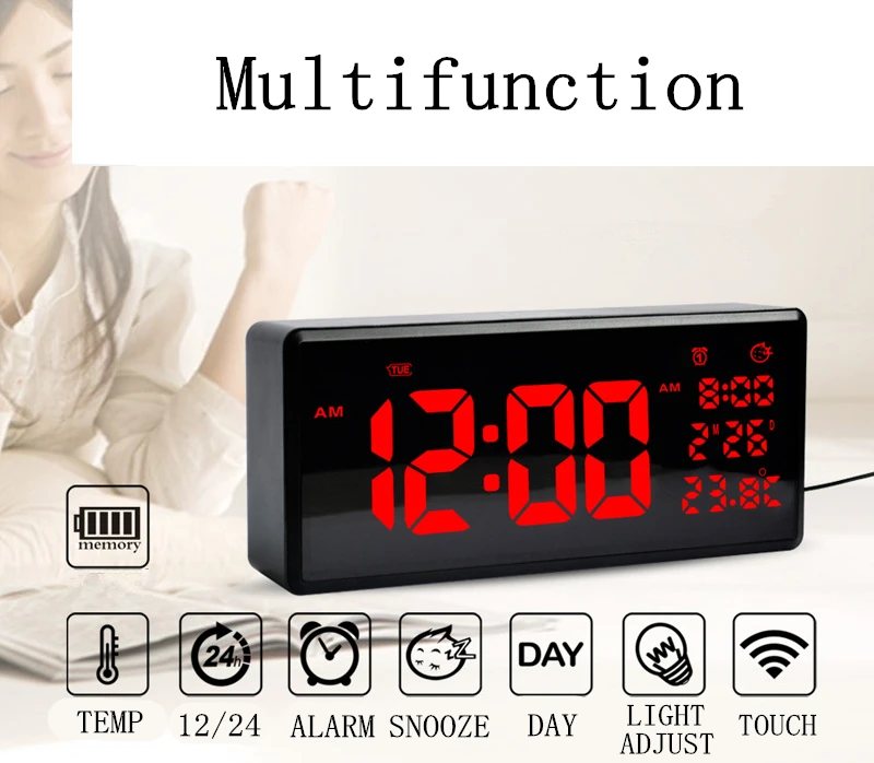 Функция дневного света светодиодный электронные часы с thermometerHD светодиодный большой экран настенные часы дома настольные календари