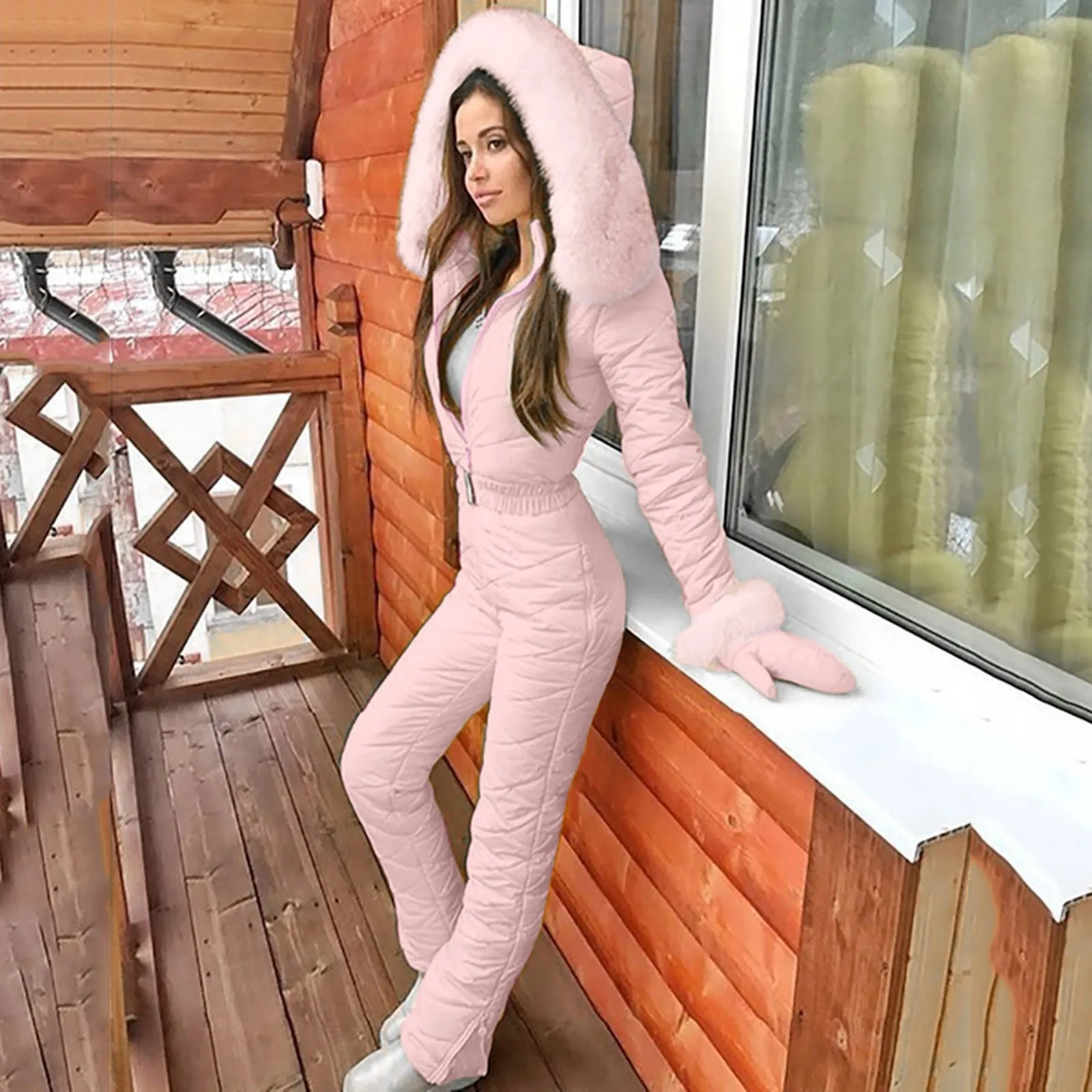 Fashion One Piece Ski Jumpsuit Casual Thick Winter Warm Woman's Snowboard Skisuit Outdoor Sports Skiing Pant Set Zipper Ski Suit