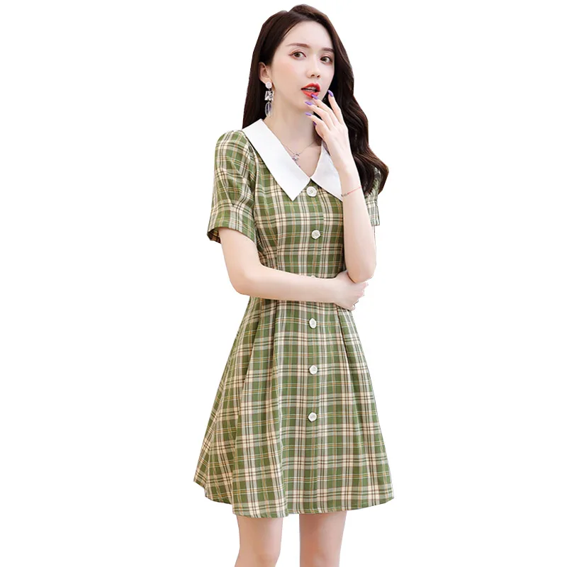 

Женское платье Лето 2022 Новое модное темпераментное платье в клетку женское платье средней длины Vestidos Дамское Платье 1045