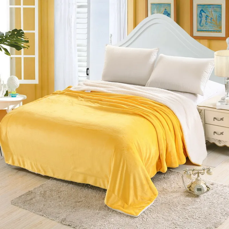 200 см супер мягкое двойное фланелевое одеяло из овчины, теплое удобное одноцветное Коралловое бархатное одеяло, диван, постельные принадлежности, домашний текстиль - Цвет: D