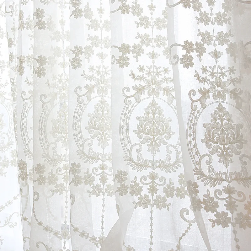 Европа роскошные белые шторы из хлопка льна ткань тюль для спальни вышитые прозрачные оконные шторы для гостиной кухни