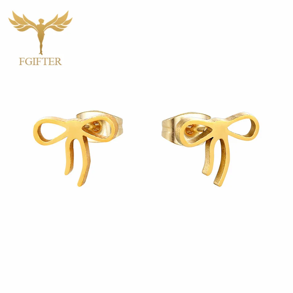 Bohemia Bowknot Earrings for Girl Women Bow Rosette Design Style Ear Studs Stainless Steel Earings Wholesale 12 Pairs Pack Gifts 4