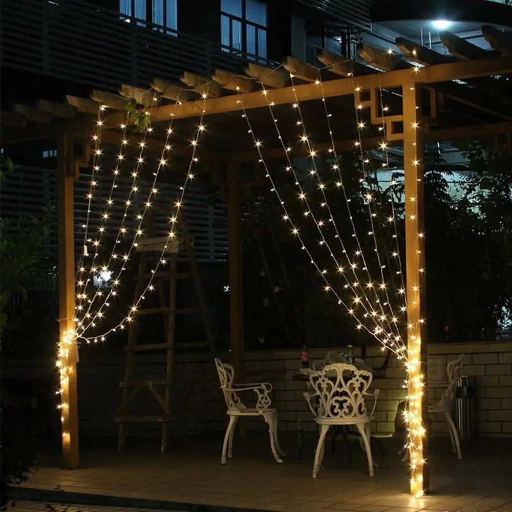 EU Light Curtain Light Waterproof Indoor Outdoor Decoration Christmas Day Lantern Door Curtain Lights Lantern Lamp Wedding - Испускаемый цвет: EU
