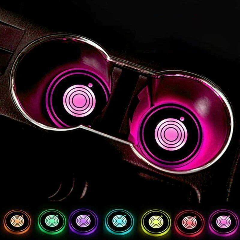

2Pcs Car LED Light Cup Pad Auto Bottle Coasters Cute Cup Mat Cover Lighting Interior Atmosphere Decoration Lamp Car Styling WJ