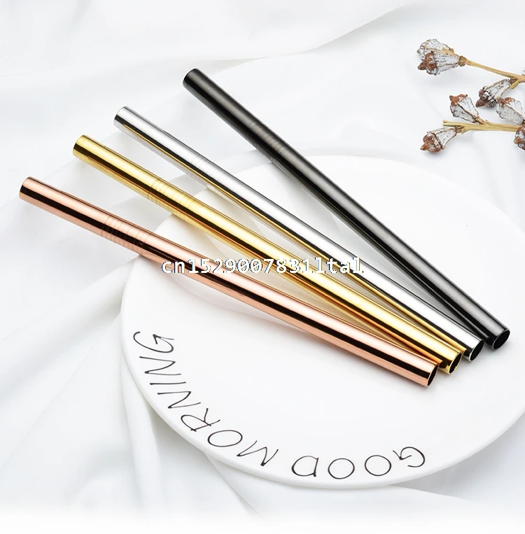 10pcs 12mm*8.5inch/215mm Colorful Stainless Steel Straws Large Size for Bubble Tea Milk Shake Pearl Milk Tea string