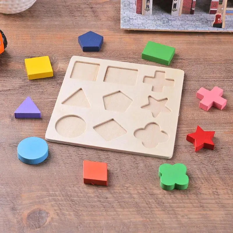 Geométricas de Madeira Brinquedos para Crianças Formas Quebra-cabeça Triagem Tijolos Matemática Pré-escolar Aprendizagem Jogo Educativo Bebê Criança 3 Quebra-cab.