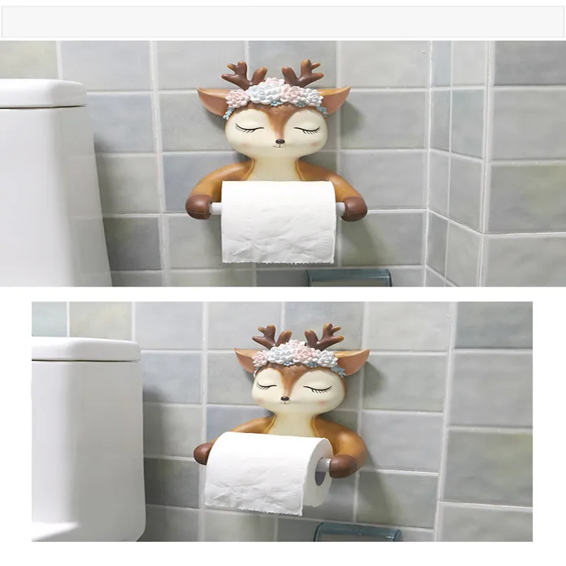 Креативный мультяшный олень Ленивец ванная комната туалет гигиенический лоток Пробивка туалетной бумаги лоток бумажное полотенце коробка рулон бумажная трубка стойка