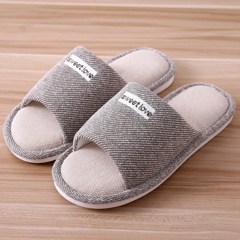 

Men's Winter Cotton Slipper Male Hemp Striped Casual Slippers Comfortable Non-slip Indoor Men Shoes Home Bedroom Men Slipper