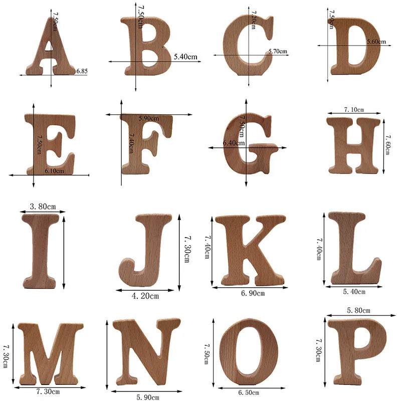 

DIY Beech Creative Letter Wooden Teether Nursing Accessories Teether Baby Preschool Pacifier Chain CE Certification Teether Toys