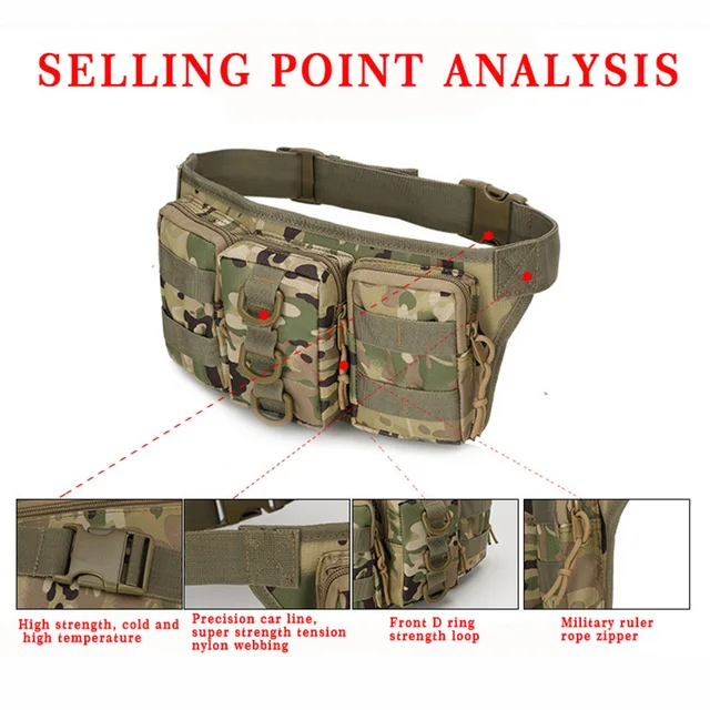 US $12.44 Outdoor Army Military Hunting Sports Bag Tactical Waterproof Men Waist Pack Hiking Waist Bag Climbi