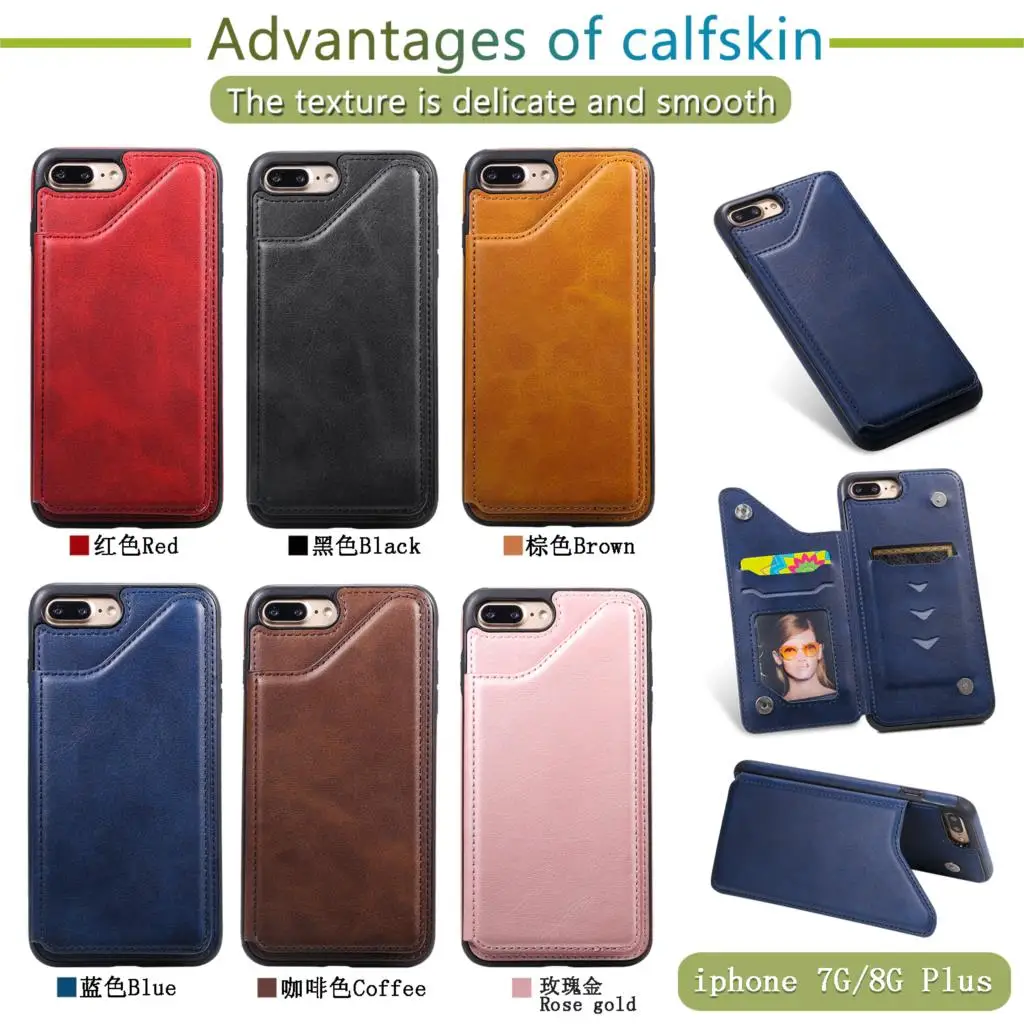 Half-wrapped Case For Apple iPhone 8Plus Wallet Phone Case iPhone 8+ Phone Case Cover iPhone8 Plus Leather Cases Bag