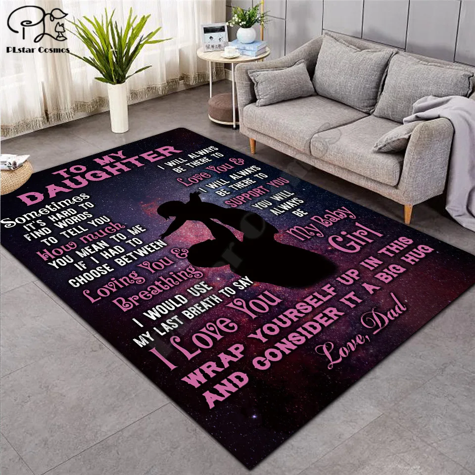

To My Daughter Letter Pattern Fashion Soft Flannel 3D Printed Rugs Mat Rugs Anti-slip Large Rug Carpet Home Decoration 03