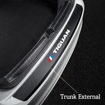 

Carbon Fiber Car Rear Bumper Trunk Guard Protected Leather Stickers Decal For Volkswagen VW Tiguan 2018 2019 2012 MK2 2017 2020