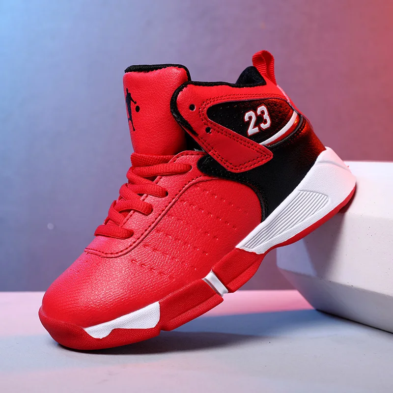 BOUSSAC спортивные детские кроссовки для улицы, стиль, Баскетбольная обувь для мальчиков, противоскользящая обувь Jordan, детская спортивная тренировочная обувь - Цвет: red